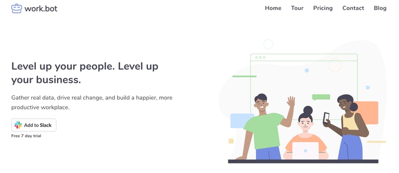 Work.bot's homepage - Employee NPS automation for Slack